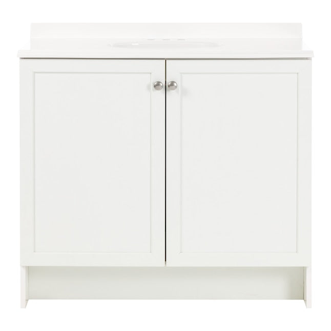 Project Source Jax 36-in White Single Sink Bathroom Vanity with White Cultured Marble Top