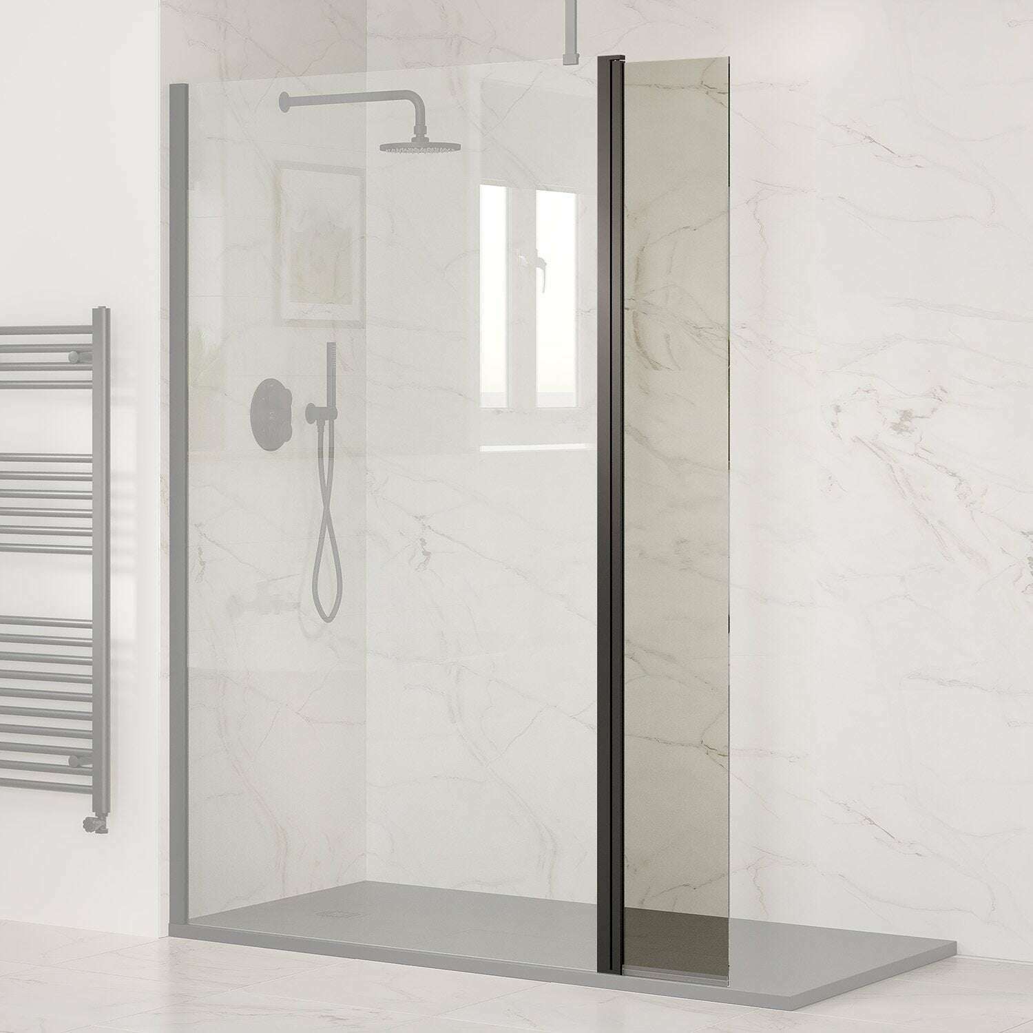 F10058_Elite_Walk_In_Flipper_Clear_Glass_Black_Profile