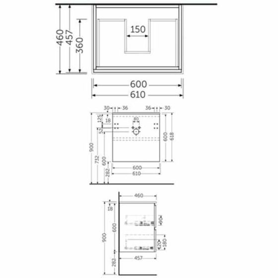 RAK Joy Uno 600mm Wall Hung Vanity Unit – Multiple Colour Options