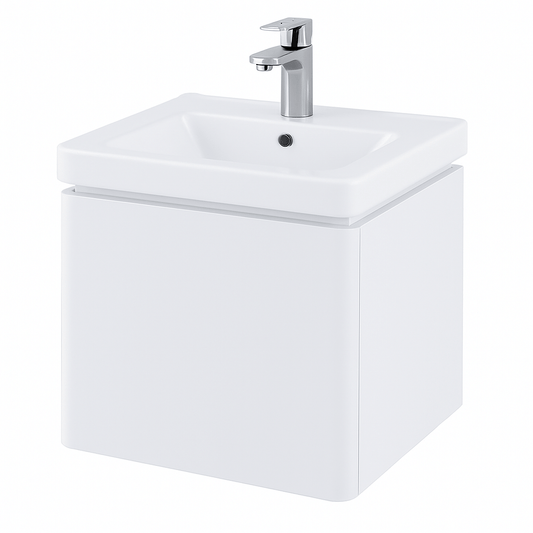 RAK Resort 550mm Wall Hung 1-Drawer Vanity Unit with Basin – Matt White / Matt Black