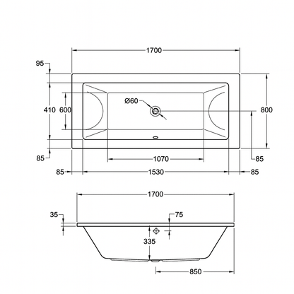 Aqua Carrera Double-Ended Bath – Multiple Sizes – Undrilled Tap Deck