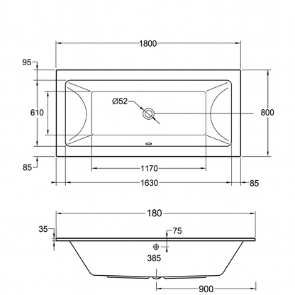 Aqua Carrera Double-Ended Bath – Multiple Sizes – Undrilled Tap Deck