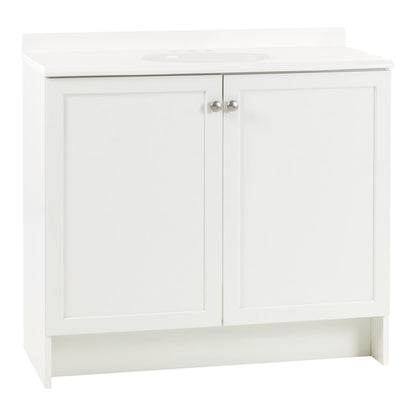 Project Source Jax 36-in White Single Sink Bathroom Vanity with White Cultured Marble Top