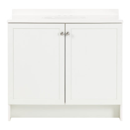 Project Source Jax 36-in White Single Sink Bathroom Vanity with White Cultured Marble Top