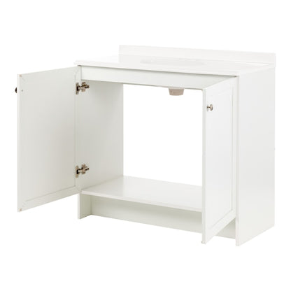 Project Source Jax 36-in White Single Sink Bathroom Vanity with White Cultured Marble Top
