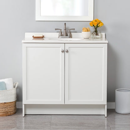Project Source Jax 36-in White Single Sink Bathroom Vanity with White Cultured Marble Top