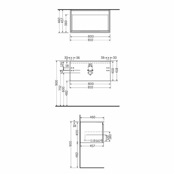 RAK Joy Uno 800mm Wall Hung Vanity Unit – Modern Single Drawer Design – Multiple Colours