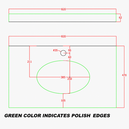 RAK Washington 800mm White Marble Countertop with Drop-In Basin – 1 Tap Hole