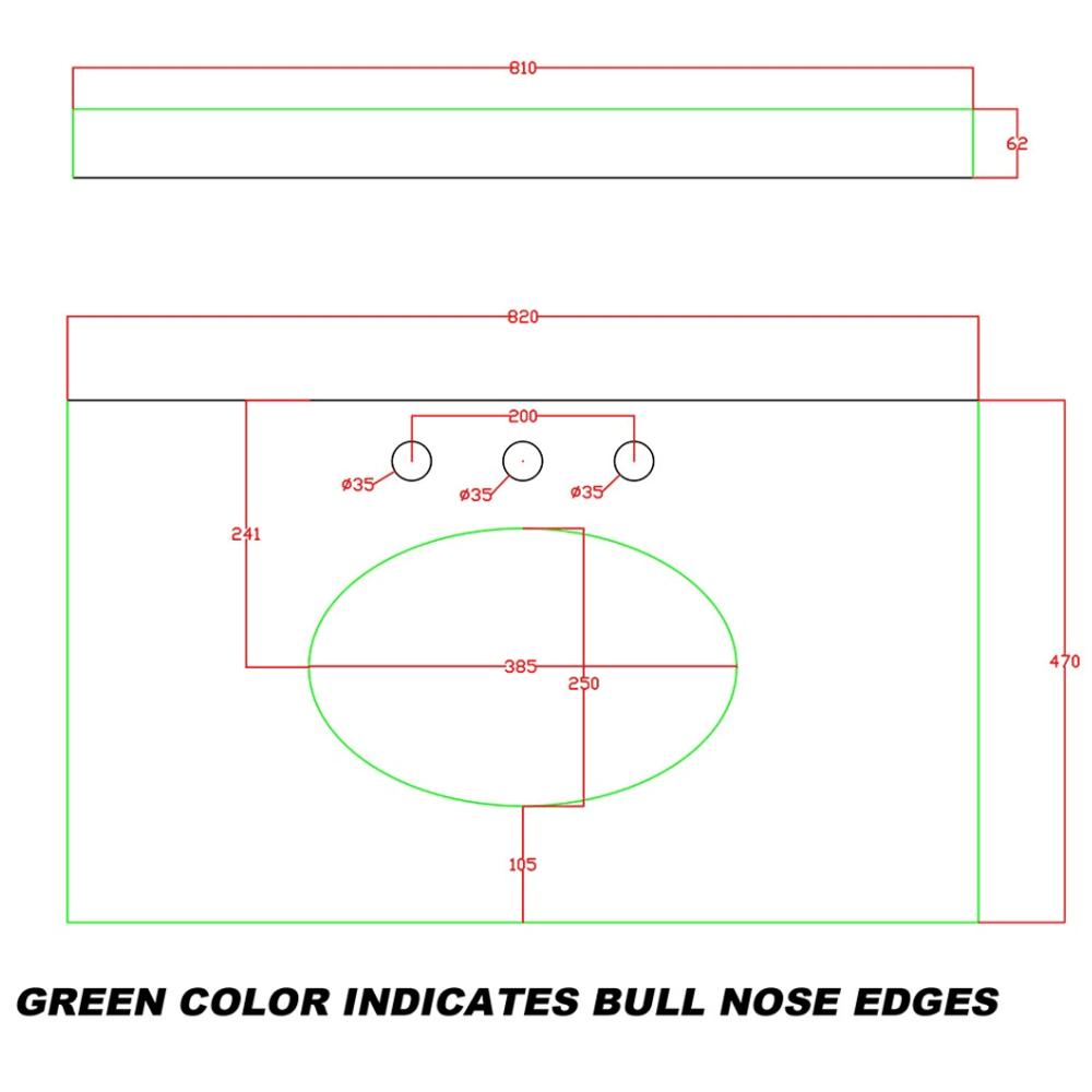 RAK Washington 800mm White Marble Countertop with Drop-In Basin – 3 Tap Holes