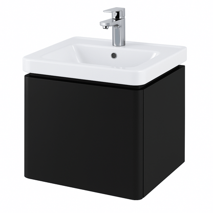 RAK Resort 550mm Wall Hung 1-Drawer Vanity Unit with Basin – Matt White / Matt Black